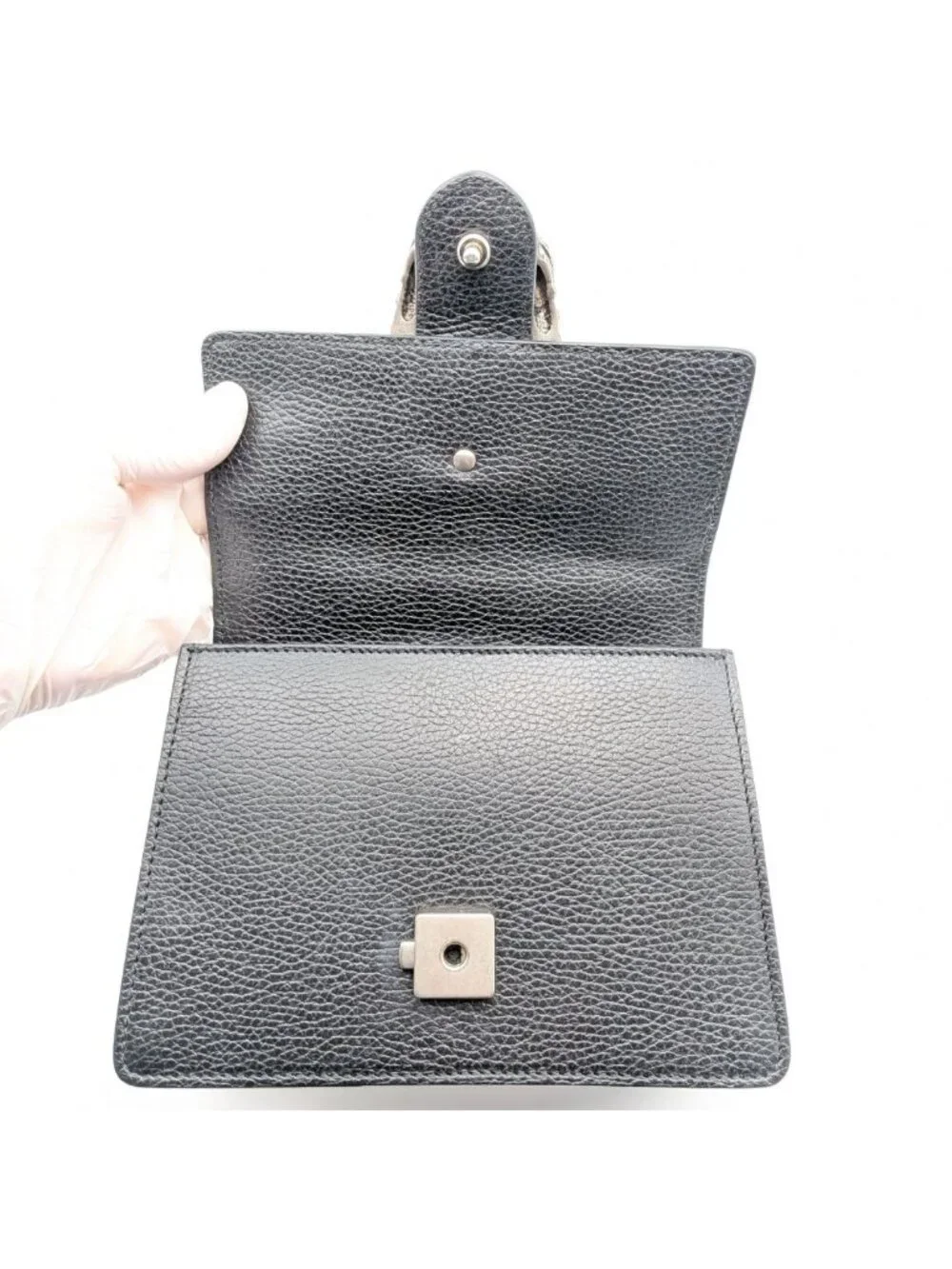 Gucci Bamboo Dionysus Leather Rhinestone 2-Way Shoulder Bag Black